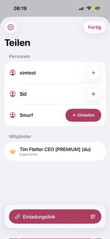 List sharing and invitations